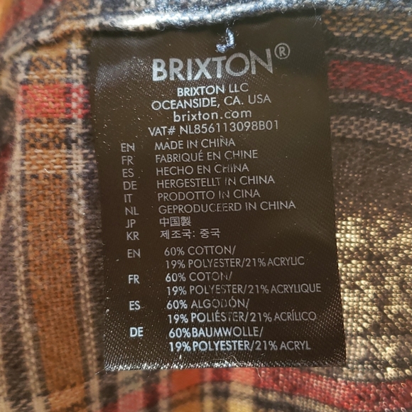 Brixton Bowery plaid flannel shirt, size small - Picture 6 of 6